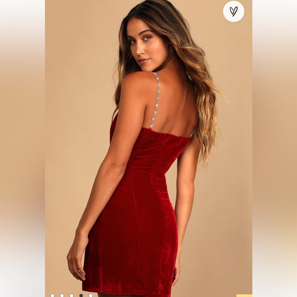 NWT Red Velvet Rhinestone bodycon mini dress.